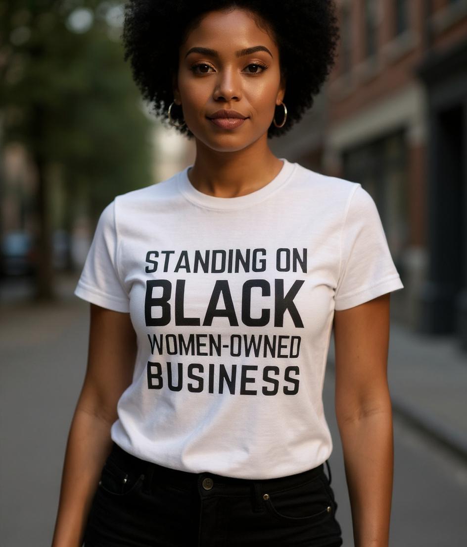 「黒人女性経営のビジネスを支援しよう」Tシャツ